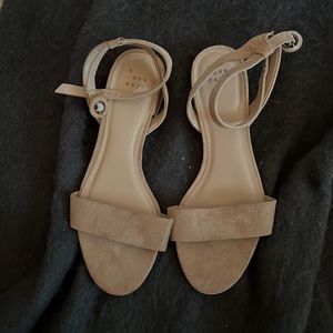 Suede tan ankle strap sandals